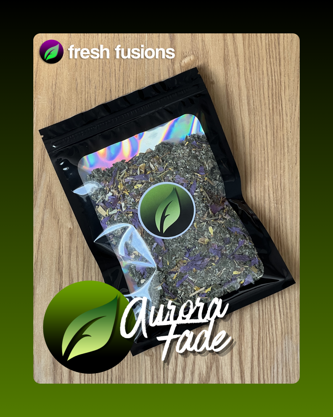 Aurora Fade loose leaf herbal tea blend with mugwort, blue lotus and raspberry leaf