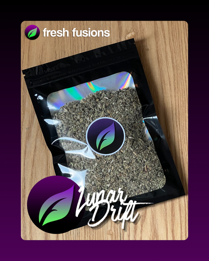 Lunar Drift loose leaf herbal tea blend with damiana, mullein and lemon balm